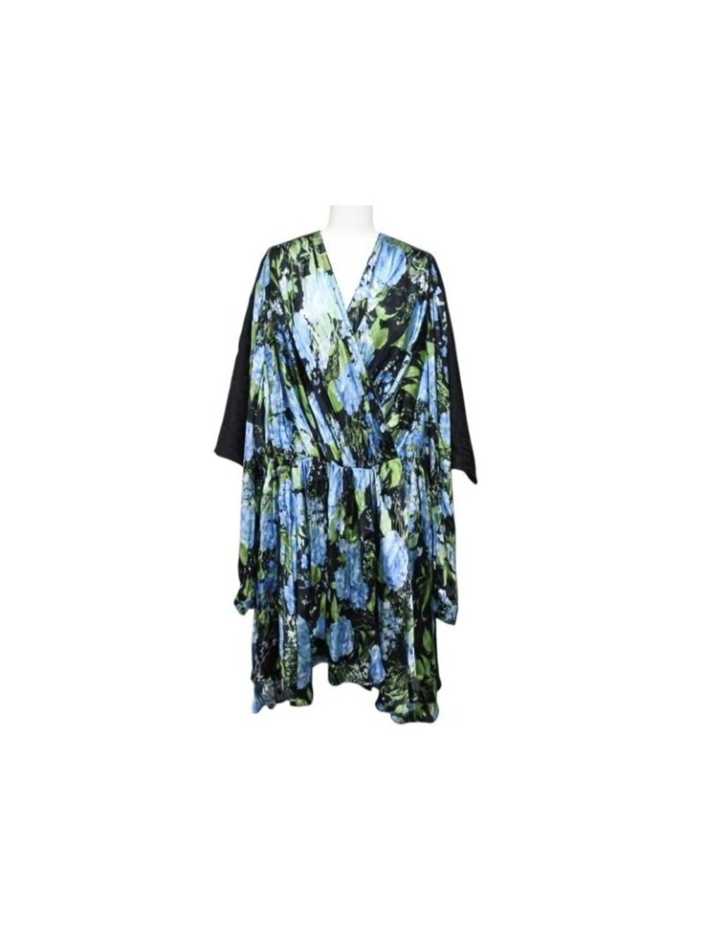 Balenciaga Dress Floral Rayon Silk Black Multicolor
